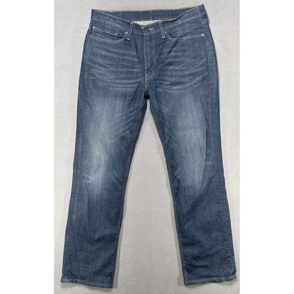 Levis Jeans 514 Mens 35x32 (34x32) Blue Straight Distressed‎ Preppy Faded Denim - Picture 1 of 12
